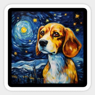 Beagle Dog Drawn in Starry Night Style Sticker